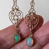 Wunderschöne filigrane Ohrringe vergoldet mit echten Opalen Bild 1