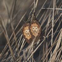 Löwen Ohrringe aus Echtholz, Ohrhänger mit Tiermotiv Bild 4