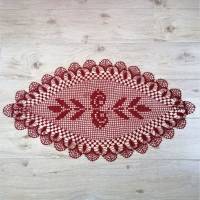 Häkeldeckchen Häkeldecke Decke Mitteldecke oval bordeaux-rot Handarbeit häkeln Bild 3