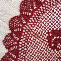 Häkeldeckchen Häkeldecke Decke Mitteldecke oval bordeaux-rot Handarbeit häkeln Bild 4