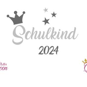 Bügelbild Schulkind 2024  mit Krone und Sternen Bild 2