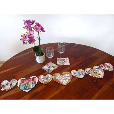 Tischläufer aus Herzen, Tischdekoration für den Frühling oder zu Muttertag, einzigartiges Tischband als Geschenk
