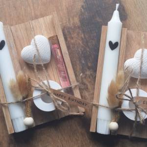 Geldgeschenk Geschenkset mit Botschaft, Kerzenhalter und Deko Herz in Holzbox  - Perfektes Mitbringsel für Geburtstag, H Bild 1