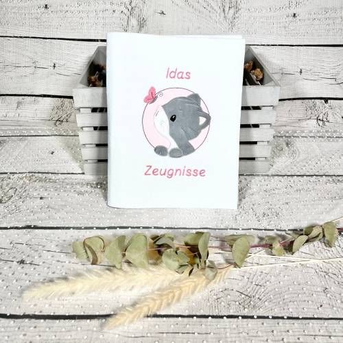 Mädchen Zeugnismappe Katze Lilly aus Filz personalisiert