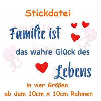 Stickdatei Familie Stickmuster Stickmotiv oma mama spruch sprüche schrift kinder herz