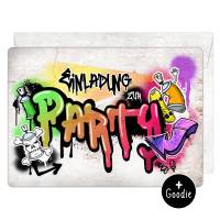 12 Graffiti Einladungskarten mit passend farbig bedruckten Umschlägen Bild 1