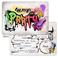 12 Graffiti Einladungskarten mit passend farbig bedruckten Umschlägen Bild 3