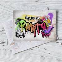 12 Graffiti Einladungskarten mit passend farbig bedruckten Umschlägen Bild 7