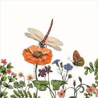 10 oder 20 Untersetzer für Getränke Sommerwiese mit Banderole, Glasuntersetzer mit Blumen, Libellen und Schmetterlinge Bild 2