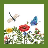 10 oder 20 Untersetzer für Getränke Sommerwiese mit Banderole, Glasuntersetzer mit Blumen, Libellen und Schmetterlinge Bild 3