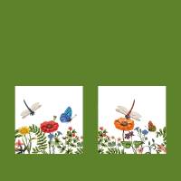 10 oder 20 Untersetzer für Getränke Sommerwiese mit Banderole, Glasuntersetzer mit Blumen, Libellen und Schmetterlinge Bild 4