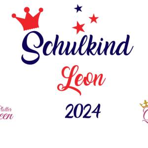 Bügelbild Schulkind 2024 mit Namen , Krone und Sternen Bild 2