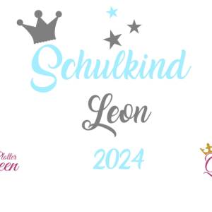 Bügelbild Schulkind 2024 mit Namen , Krone und Sternen Bild 3