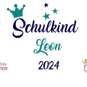 Bügelbild Schulkind 2024 mit Namen , Krone und Sternen Bild 4