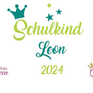 Bügelbild Schulkind 2024 mit Namen , Krone und Sternen Bild 5