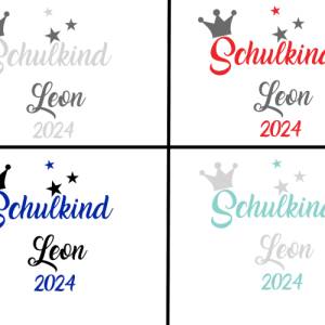 Bügelbild Schulkind 2024 mit Namen , Krone und Sternen Bild 8
