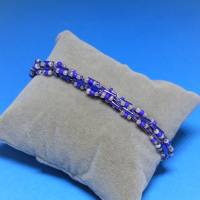 Armband, Häkelarmband, blau und rosa, Länge 19 cm, Armband aus Glasperlen gehäkelt, Perlenarmband, Bild 1