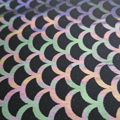 Reststoff - Stoffrest - Reststück - Stoff schwarz mit glitzernden Bögen