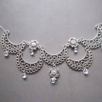 Collier Halskette, romantischer Halsschmuck mit Kristallsteinen , Edelstahlkette, Geschenk Bild 1