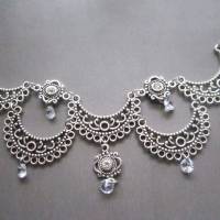 Collier Halskette, romantischer Halsschmuck mit Kristallsteinen , Edelstahlkette, Geschenk Bild 3