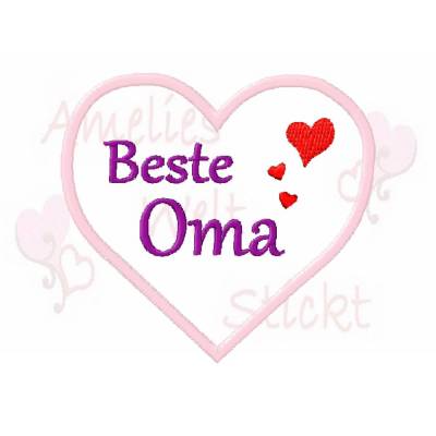 Stickdatei Herz Beste Oma Stickmuster machine embroidery opa mama spruch muttetag