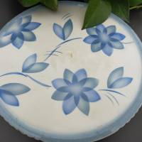 Alte Tortenplatte Art Deco Keramik Spritzdekor Bild 3