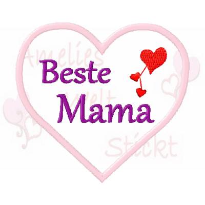 Stickdatei Herz Beste Mama Stickmuster machine embroidery opa mama spruch muttetag Familie