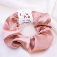 Scrunchie Satin Rose Haarband Blush Pink - handgenähter Haargummi - Zopfgummi Silk hair tie haar-schonender Scrunchie Bild 1