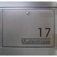 Briefkastenaufkleber Straße / Hausnummer / personalisierter Wunschtext / 9,0 cm hoch / Schrift- und Farbauswahl Bild 1