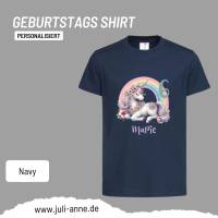 Personalisiertes Shirt GEBURTSTAG Zahl & Name personalisiert Rainbow Unicorn Bild 3
