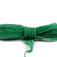 Seidenband Crinkle Crêpe Blattgrün 1m 100% Seide handgenäht handgefärbt Schmuckband Wickelarmband Bild 2