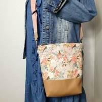Crossbodybag FRIDA Damen Crossbag Umhängetasche schlicht Blumen mint mit breiten Wechselgurtband Bild 4