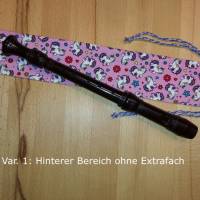 Flötentasche mit Namen, Flötenbeutel - Einhorn Motive rosa (mit optionalen Zubehörfach / Fütterung /Halskordel) Bild 6