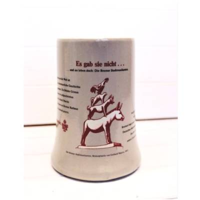 Vintage Bremer Stadtmusikanten Bierkrug Bierseidel 0,5 Liter Keramikbecher Bierglas Krug Seidel Humpen Bierbecher