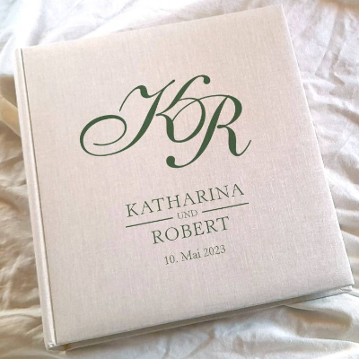 Fotoalbum echtes Leinen personalisierbar Design Calligraphy