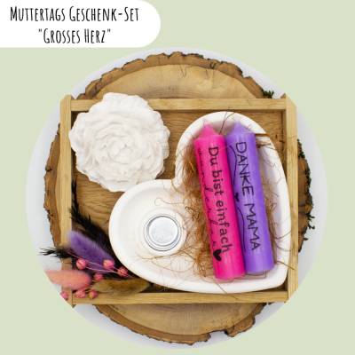 Muttertags Geschenk-Set „Grosses Herz“ | Muttertag | Geschenkidee | Geschenkset | Kerzenhalter | Aufmerksamkeit
