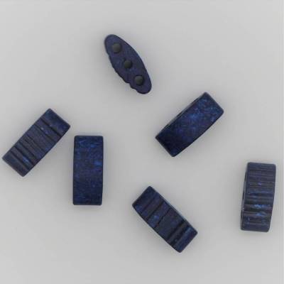 Keramikperlen, Trennstege gebogen, blau matt, 9 mm breit, 3 Bohrungen, 3 Loch Perlen, Schmuckherstellung