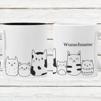 Tasse mit süßem Katzenmotiv, personalisiert