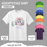 Personalisiertes Shirt GEBURTSTAG Zahl & Name personalisiert Rainbow Unicorn Bild 1
