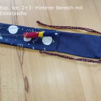 Flötentasche mit Namen, Flötenbeutel - Weltraum blau (mit optionalen Zubehörfach / Fütterung / Halskordel)) Bild 2