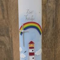 Taufkerze 30x6 - Regenbogen - Leuchtturm Bild 1