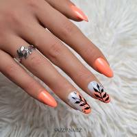 Press on Nails - Fingernägel zum Aufkleben - Milky White Orange - handgefertigt Bild 6