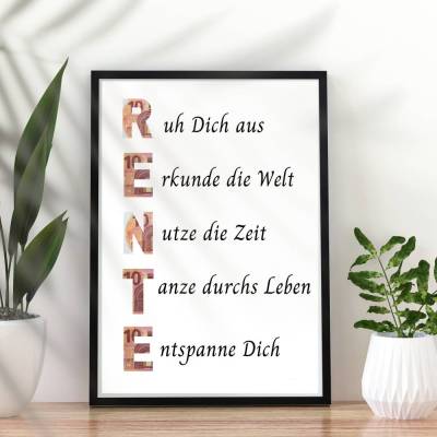 Rente Geldgeschenk zum selbst ausdrucken | Bild Poster Geschenkidee für Kollegen - Digitaler Download