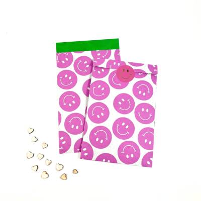 Geschenktüten SMILEYS PINK 5-50 Stück 12x19 cm  Flachbeutel für Karten Geschenke Verpackungen