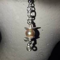 Perlen- Ohrringe, edel mit Silberplättchen gearbeitet Bild 2