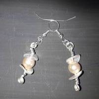 Perlen- Ohrringe, edel mit Silberplättchen gearbeitet Bild 3