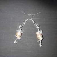 Perlen- Ohrringe, edel mit Silberplättchen gearbeitet Bild 4