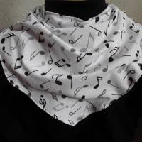 Halstuch Sabbertuch Speichelfänger Latz für Erwachsene in weiß mit Notenmuster in grau und schwarz Bild 1