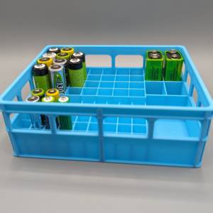 Große Batteriekiste für AA, AAA, 9V und Knopfzellen | Bierkiste Aufbewahrung Organizer Bild 3