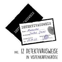 12 Einladungskarten Detektive mit passenden Detektivausweisen Bild 4